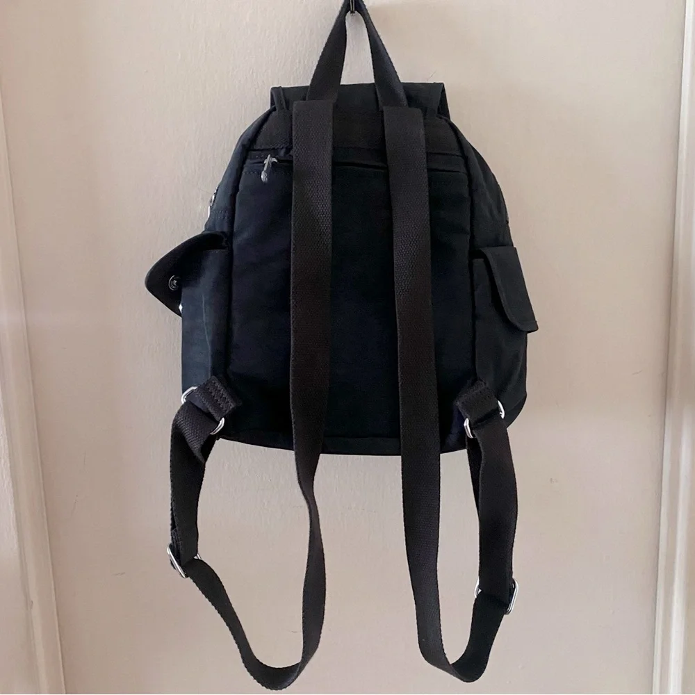 Kipling Small Black City Pack Backpack with Top Flap and Multiple Compartments